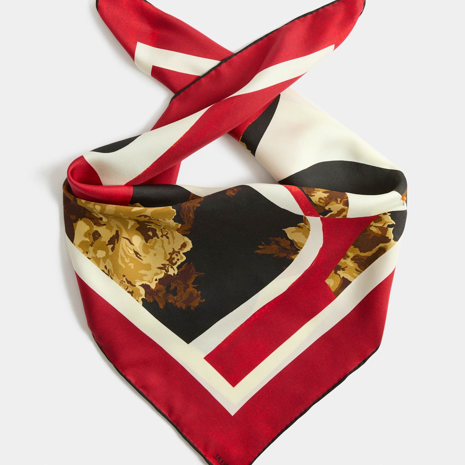 Jaeger Women's Pure Silk Woven Floral Square Scarf - Red Mix - By M&S