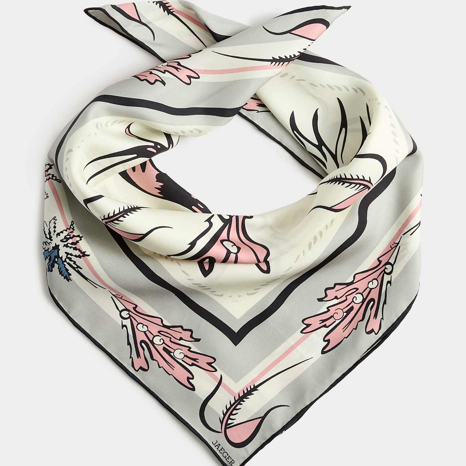 Jaeger Women's Pure Silk Sea Floral Check Square Scarf - Ivory Mix - By M&S