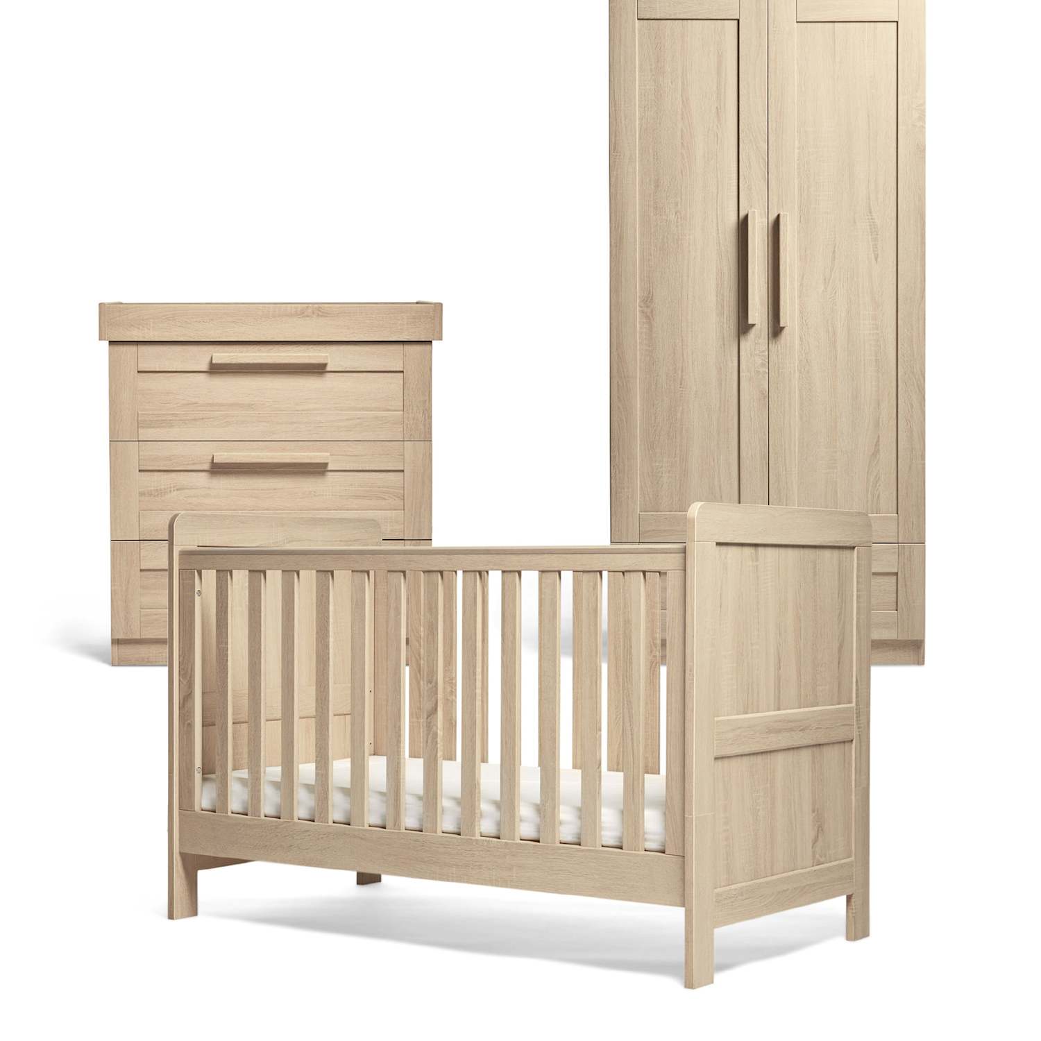 Mamas & Papas Unisex Atlas 3 Piece Cotbed Range with Dresser and Wardrobe - Brown - Available at M&S