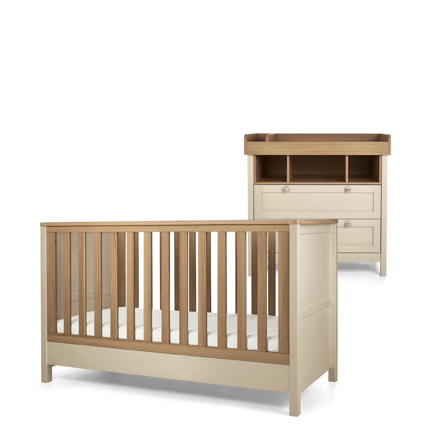 Mamas & Papas Unisex Harwell 2 Piece Cotbed Set with Dresser - Beige - Available at M&S