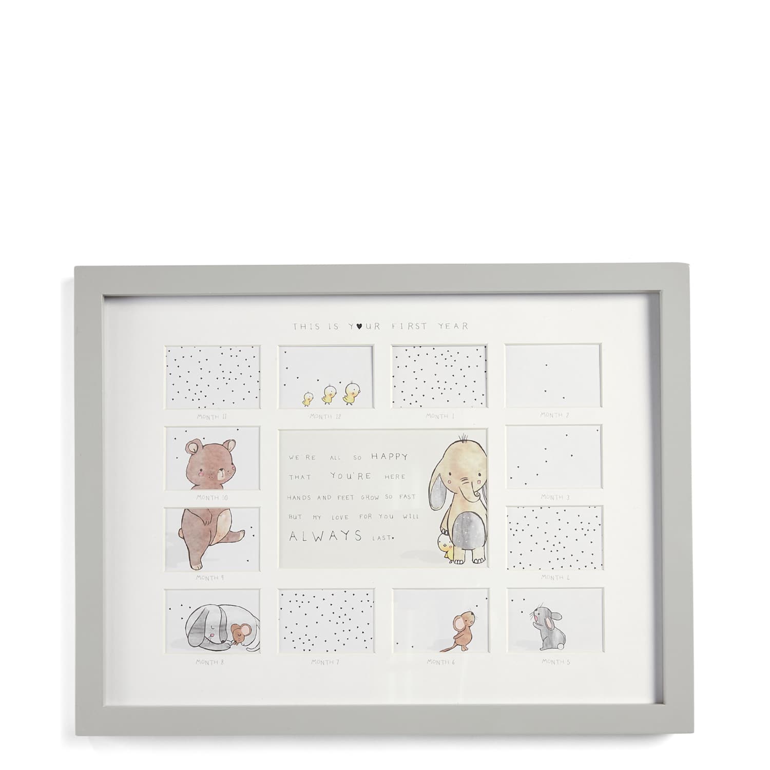 Mamas & Papas Kids Always Love Your First Year Photo Frame - Grey - Available at M&S