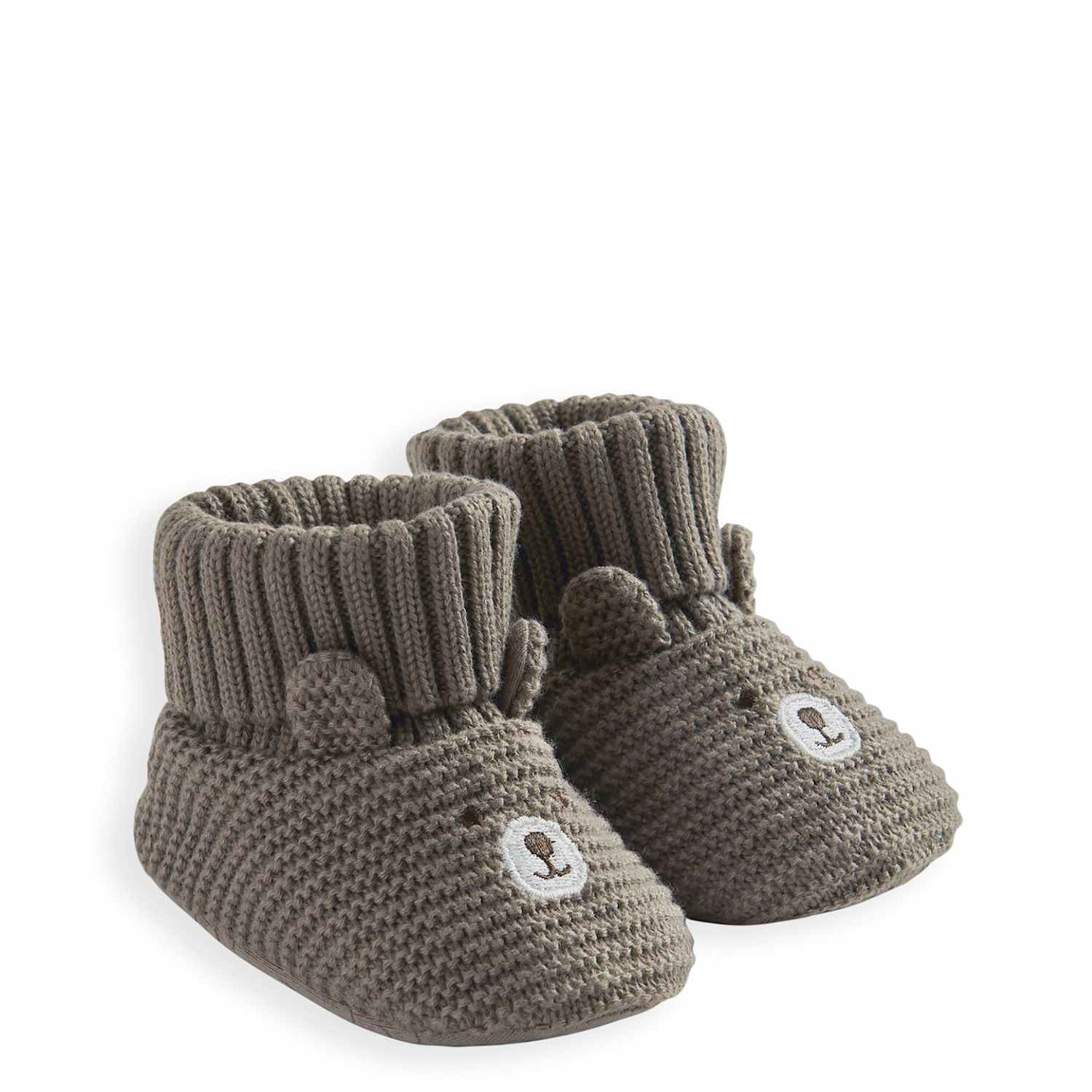 Mamas & Papas Kids Knitted Teddy Bear Booties (0-12 Mths) - 0-3 Months - Brown - Available at M&S