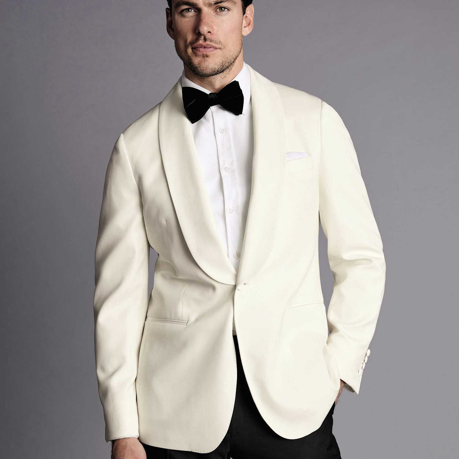 Charles Tyrwhitt Men's Slim Fit Pure Wool Tuxedo Jacket - 36 - White - Available at M&S