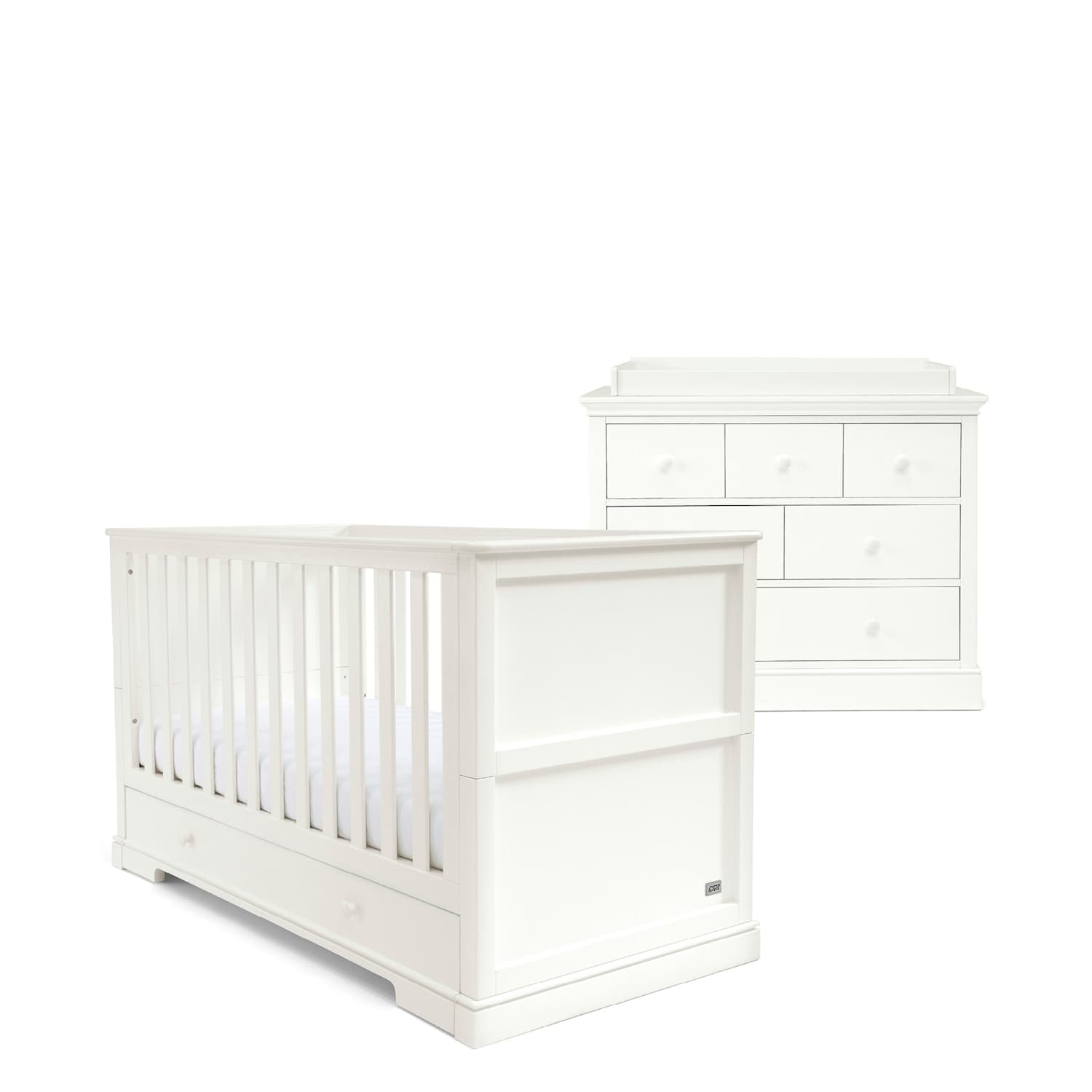 Mamas & Papas Unisex Oxford 2 Piece Cotbed Set with Dresser - White - Available at M&S