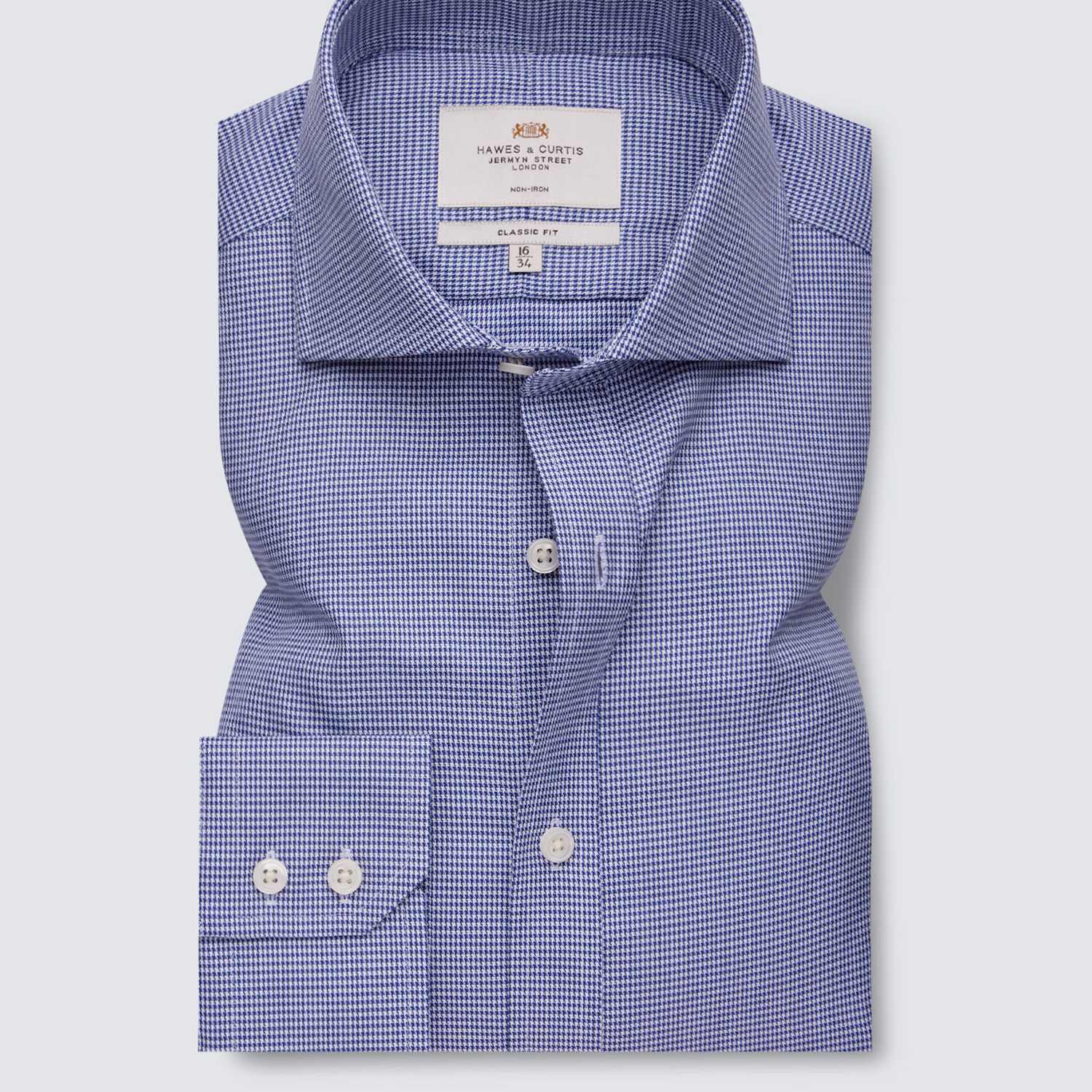 Hawes & Curtis Men's Classic Fit Non Iron Pure Cotton Check Shirt - 19/38in - Navy Mix - Available at M&S