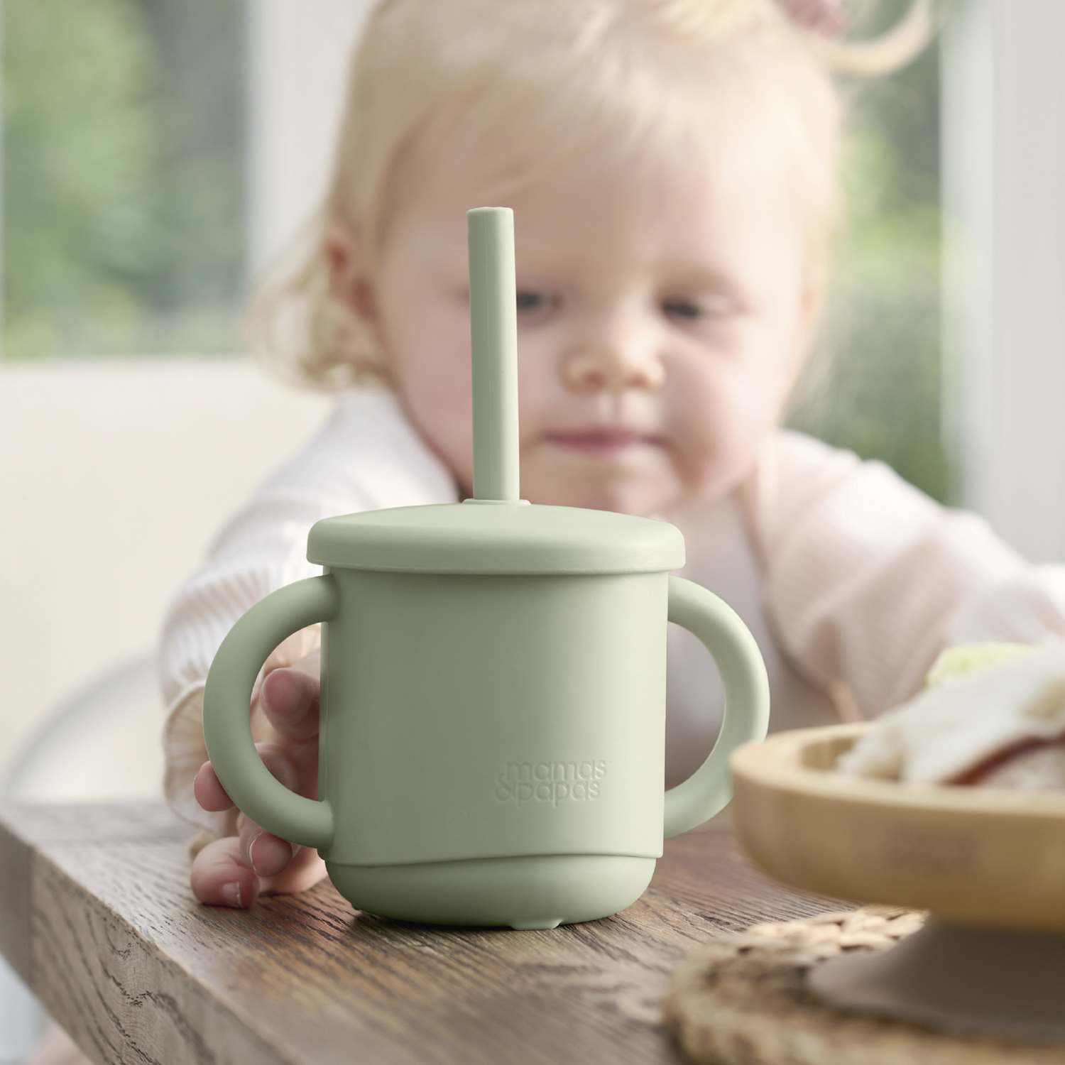 Mamas & Papas Kids Silicone Sippy Cup & Snack Pot - Green - Available at M&S