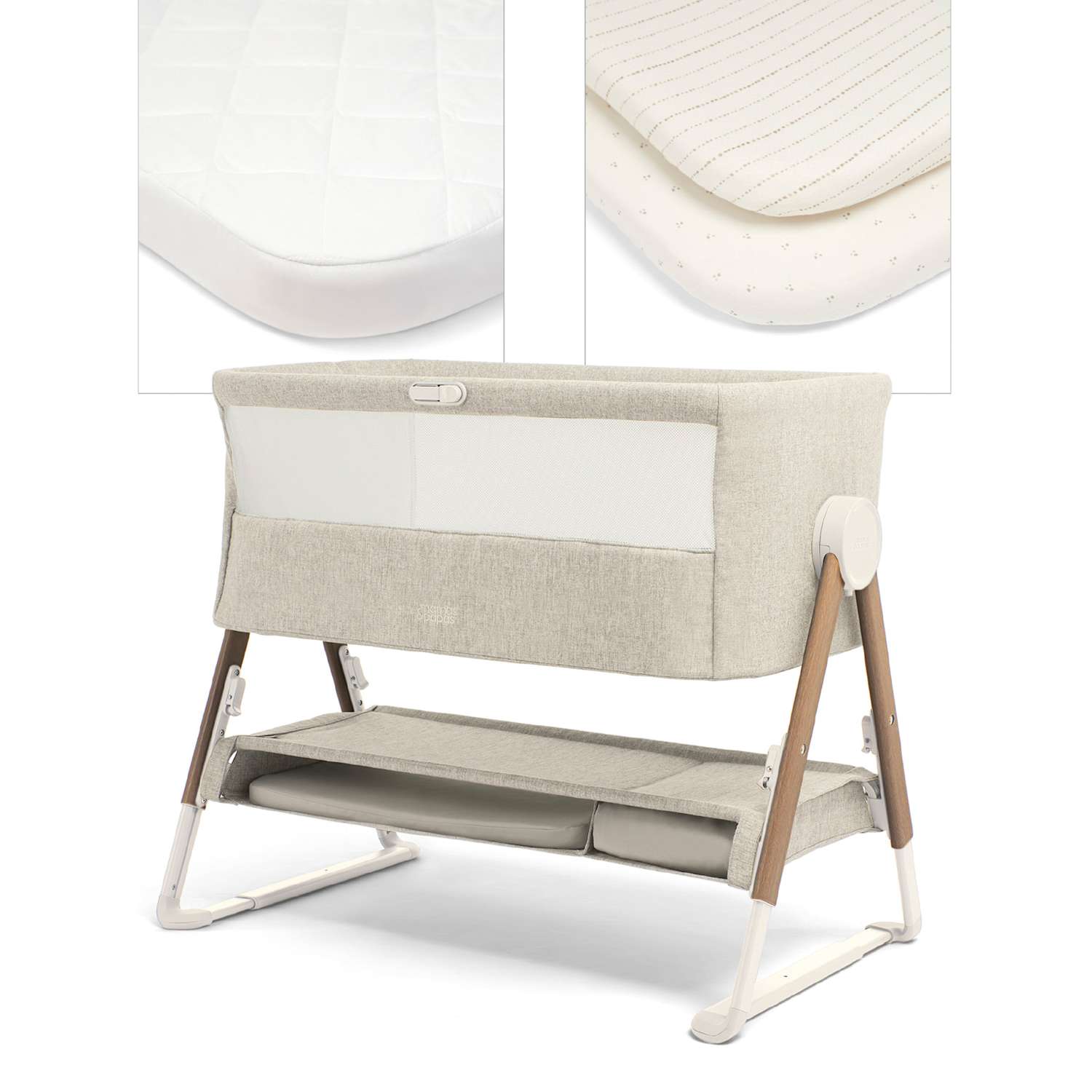 Mamas & Papas Unisex Lua Bedside Crib Bundle - Beige - Available at M&S