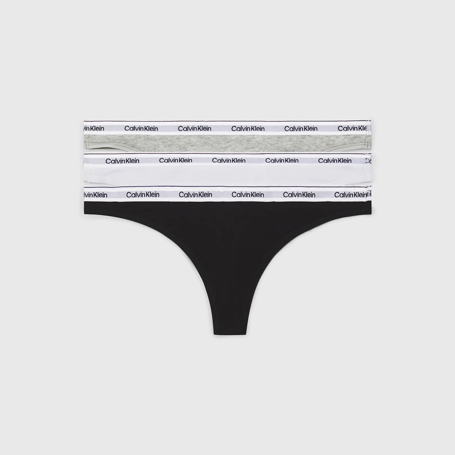 Calvin Klein Women's 3 Pack Icon Logo Thong - Large - Grey Mix - Available at M&S