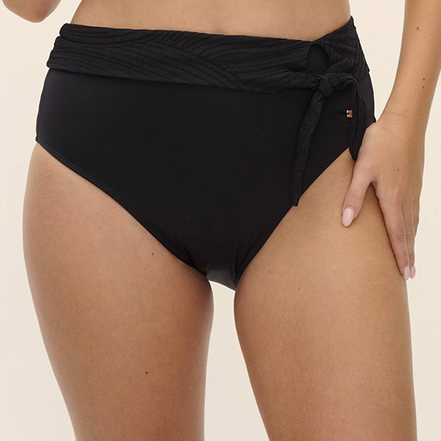 Fantasie Women's Ottawa Textured High Waisted Bikini Bottoms - XX Large - Black - Available at M&S