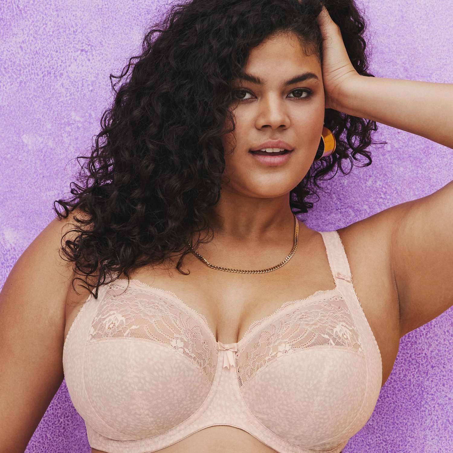 Elomi Women's Morgan Lace Wired Side Support Bra DD-K - 42E - Blush - Available at M&S