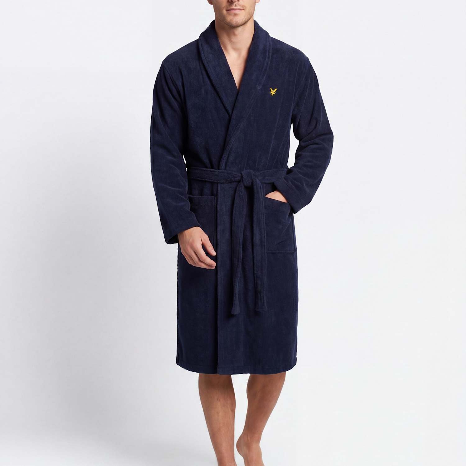 Lyle & Scott Men's Cotton Blend Dressing Gown - 2XL - Navy - Available at M&S