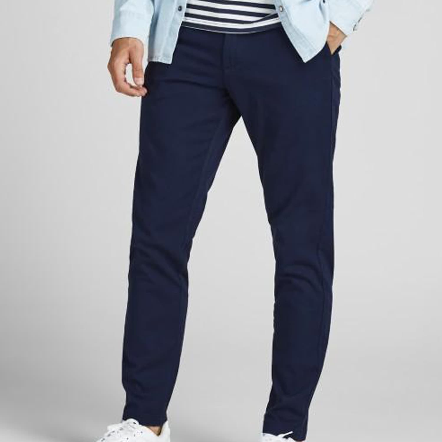 Jack & Jones Men's Slim Fit Chinos - 34/32in - Navy - Available at M&S