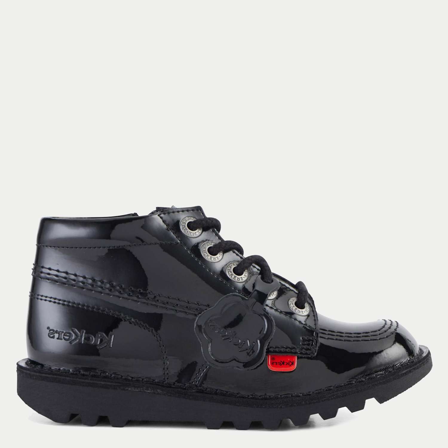 Kickers Girls Patent High Top School Shoes - 1 - Black Patent - Available at M&S