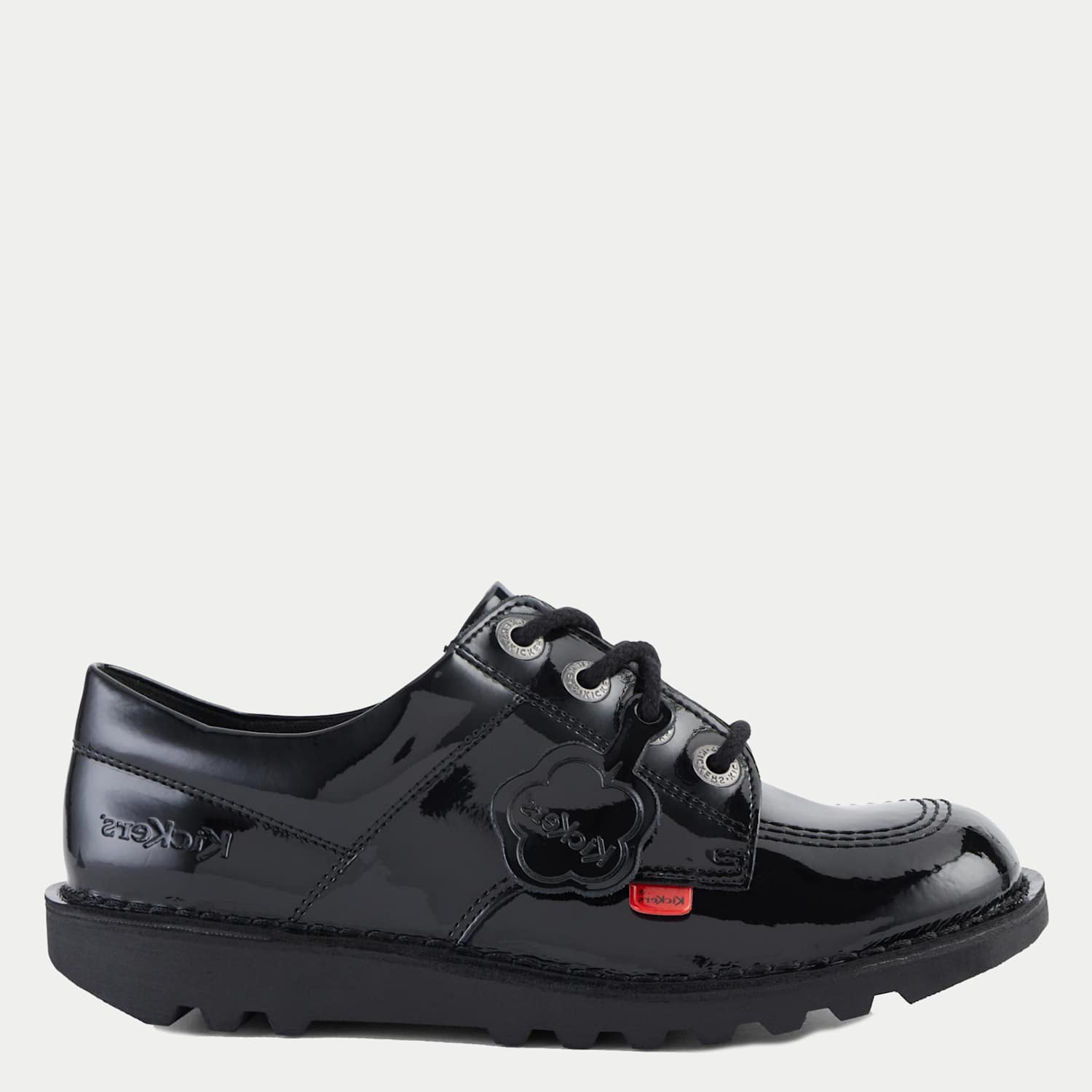 Kickers Girls Patent Leather Lace School Shoes - 5 - Black Patent - Available at M&S