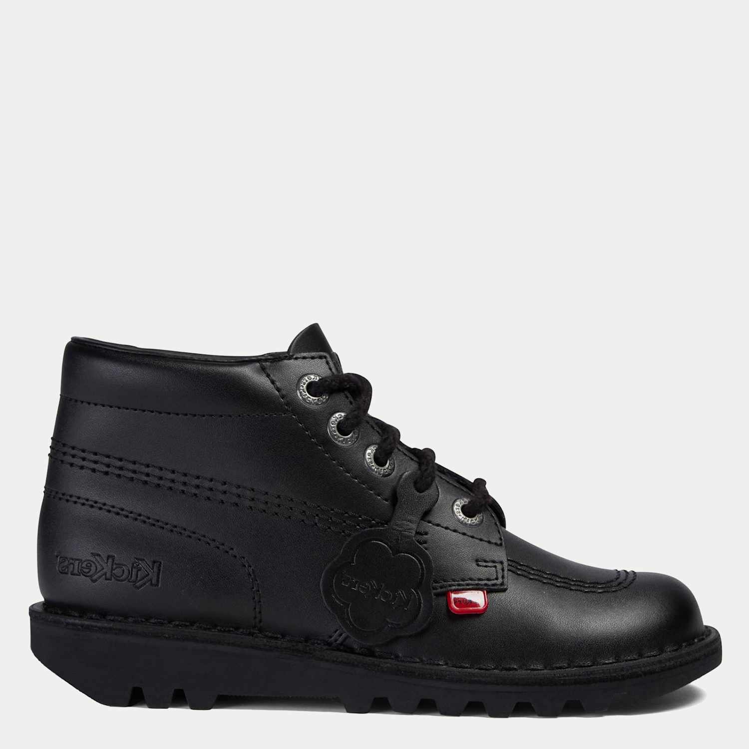 Kickers Kids Leather High Top School Shoes - 4 - Black - Available at M&S