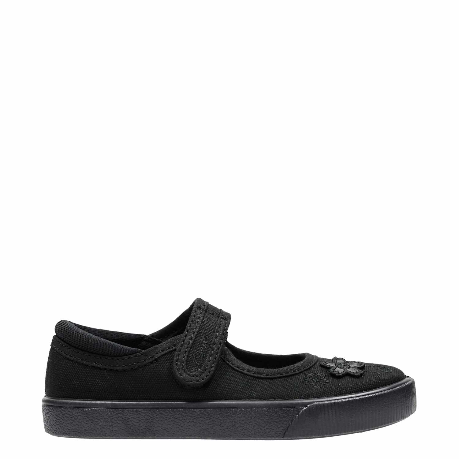 Clarks Boys Canvas Floral Riptape Plimsolls (7 Small - 4 Large) - 7 - Black - Available at M&S