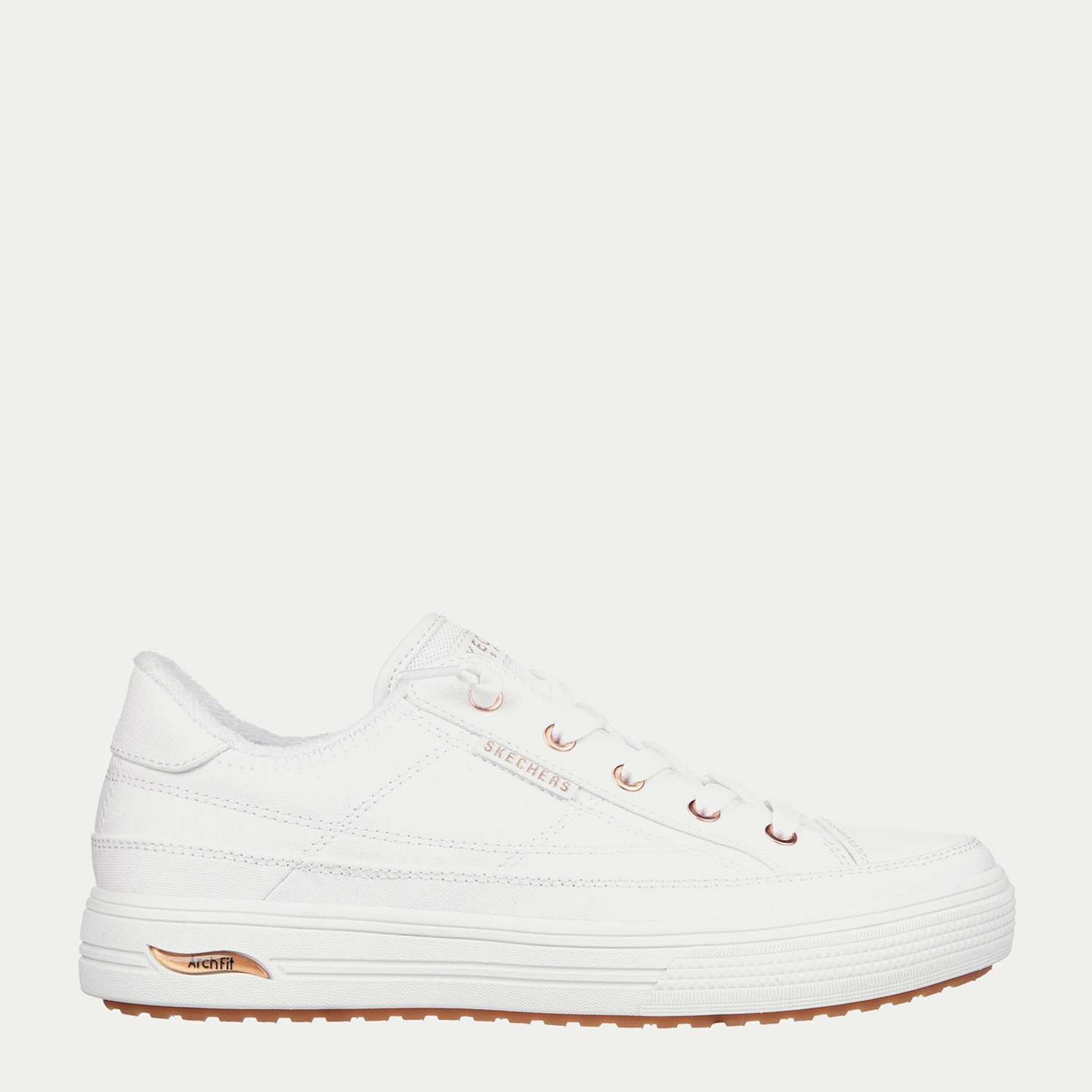 Skechers Women's Arch Fit Arcade Meet Ya There Canvas Trainers - 7 - White - Available at M&S