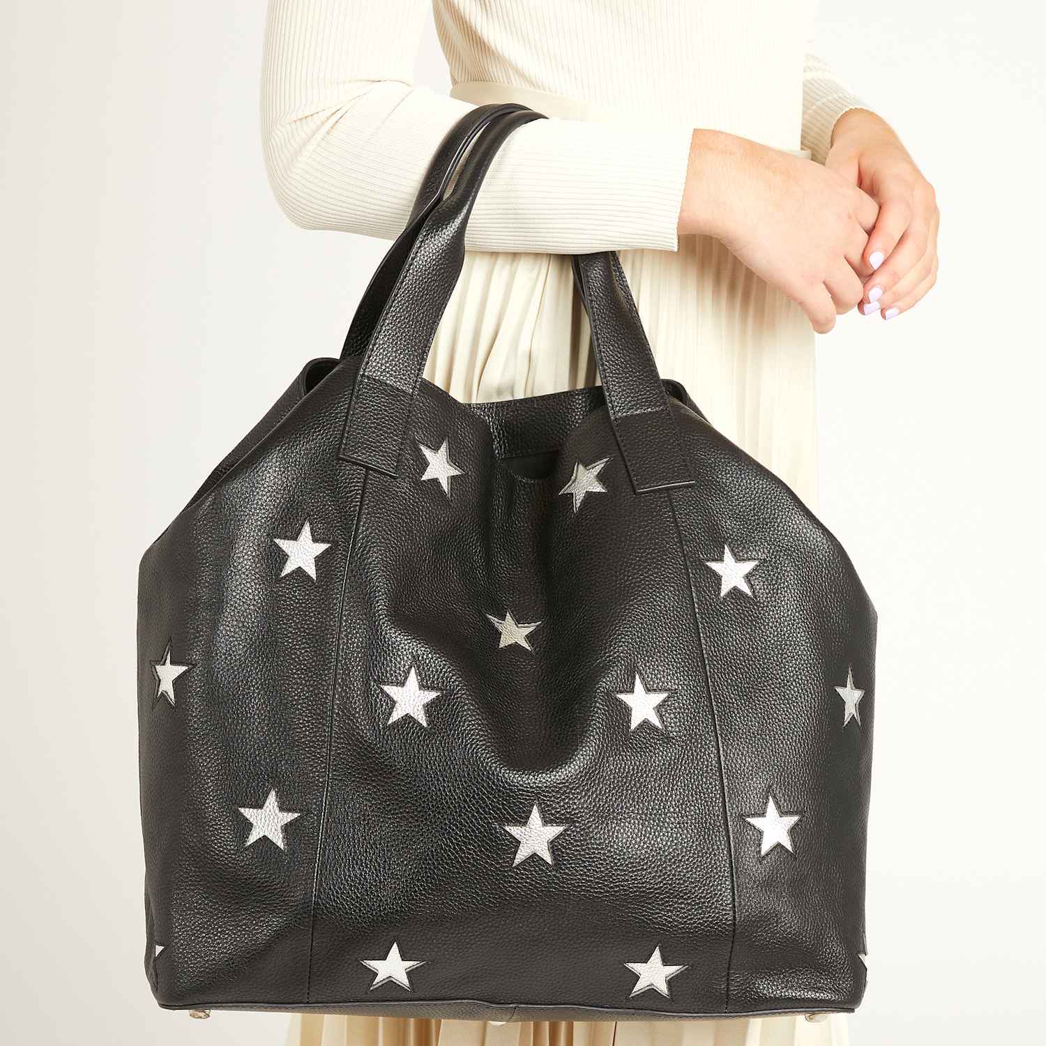 Jones Bootmaker Women's Leather Star Tote Bag - Black Mix - Available at M&S