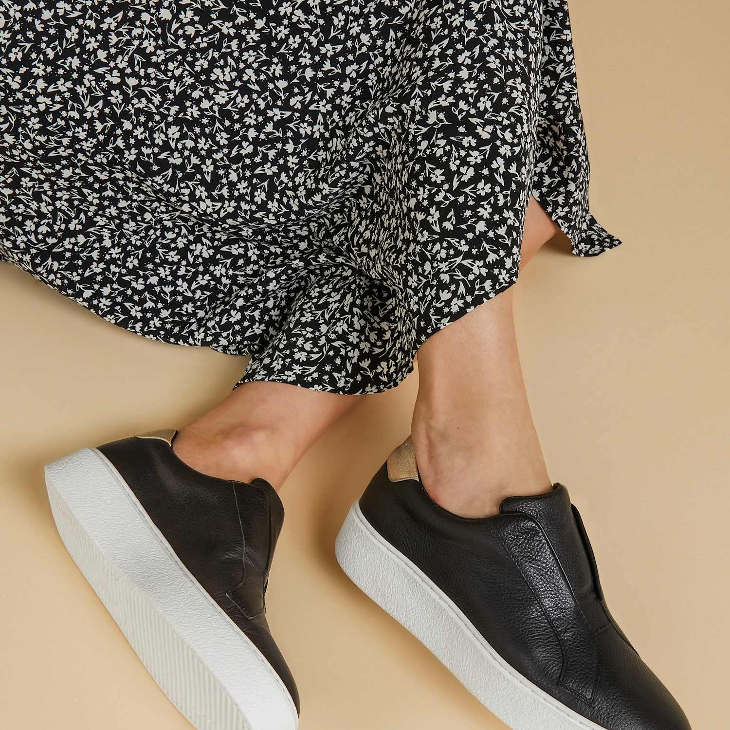 Jones Bootmaker Women's Leather Slip On Platform Trainers - 7 - Black - Available at M&S