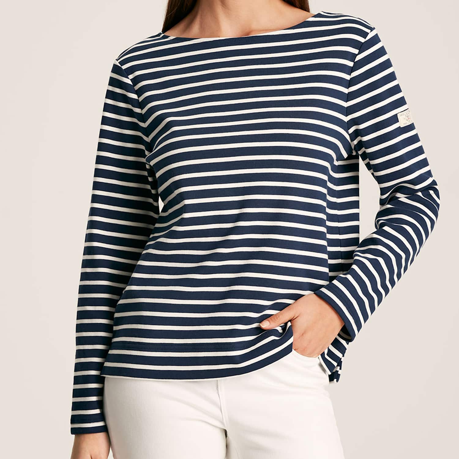 Joules Women's Pure Cotton Striped Top - 16 - Cream Mix - Available at M&S