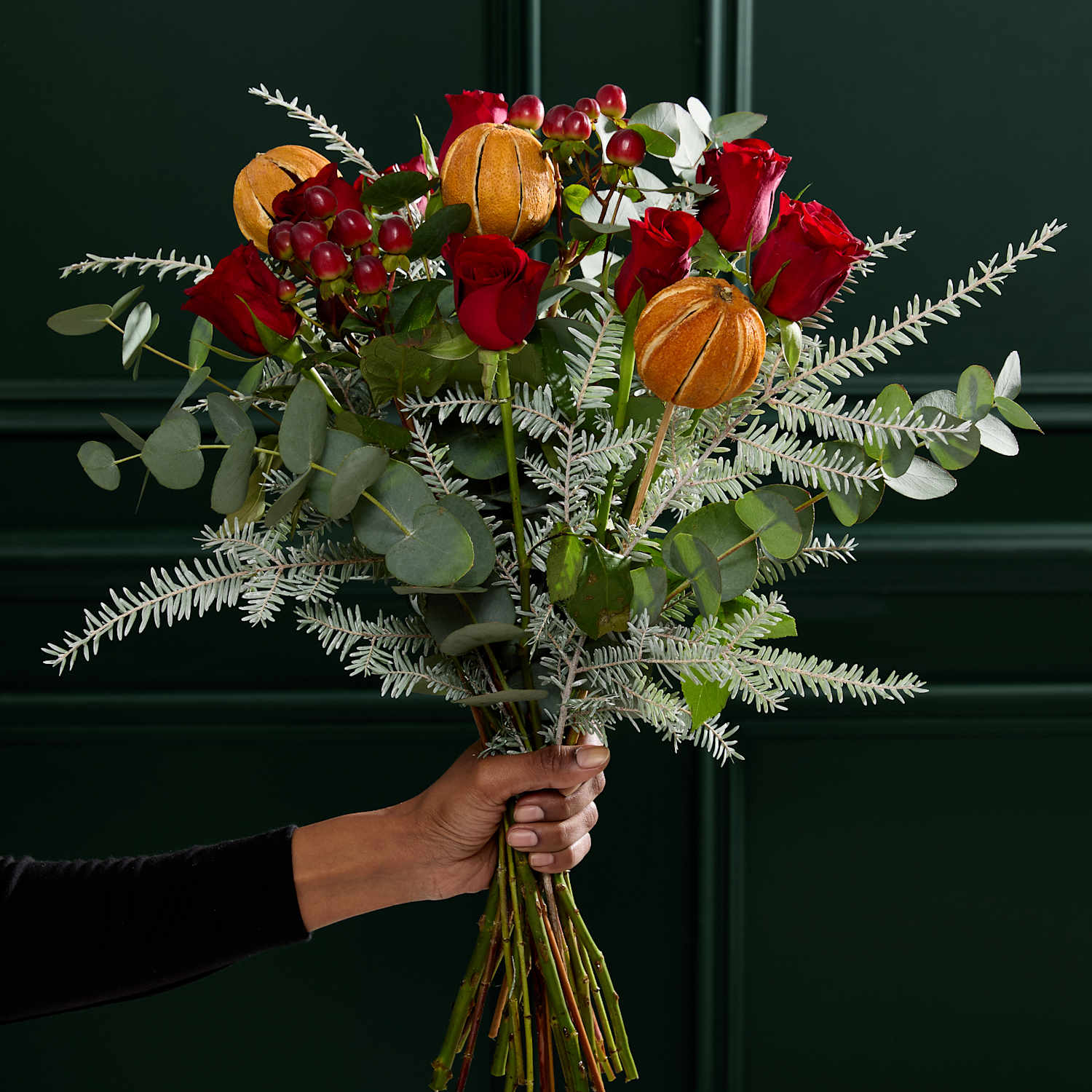 M&S Flower Market Festive Red Rose, Eucalyptus & Hypericum Bouquet