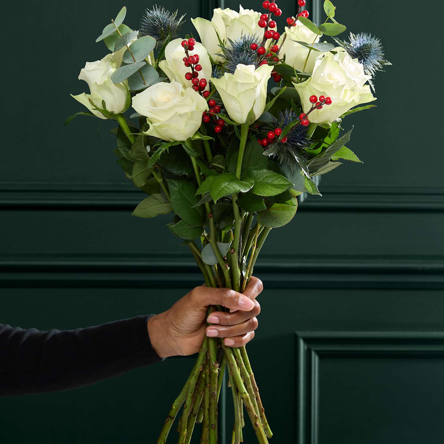 M&S Flower Market Festive White Rose & Ilex Bouquet