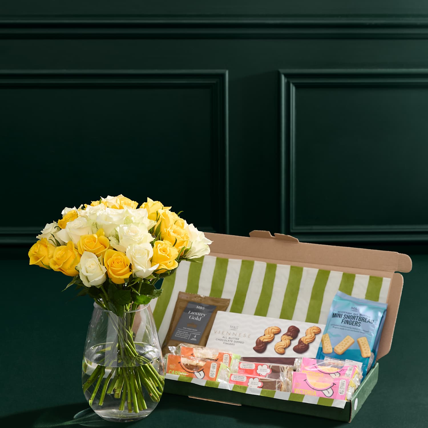 M&S Flower Market Yellow Rose Bouquet with Afternoon Tea