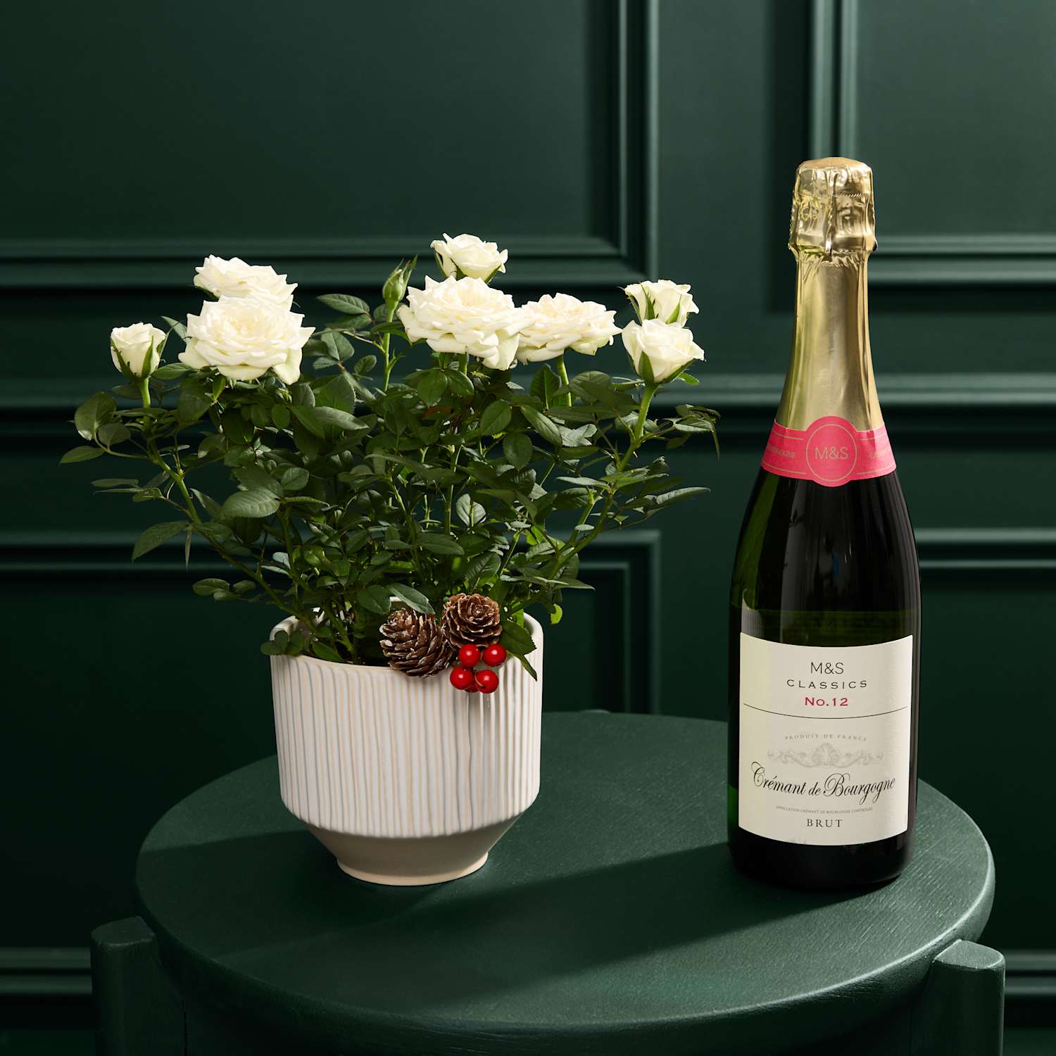M&S Flower Market Christmas White Rose with Crémant