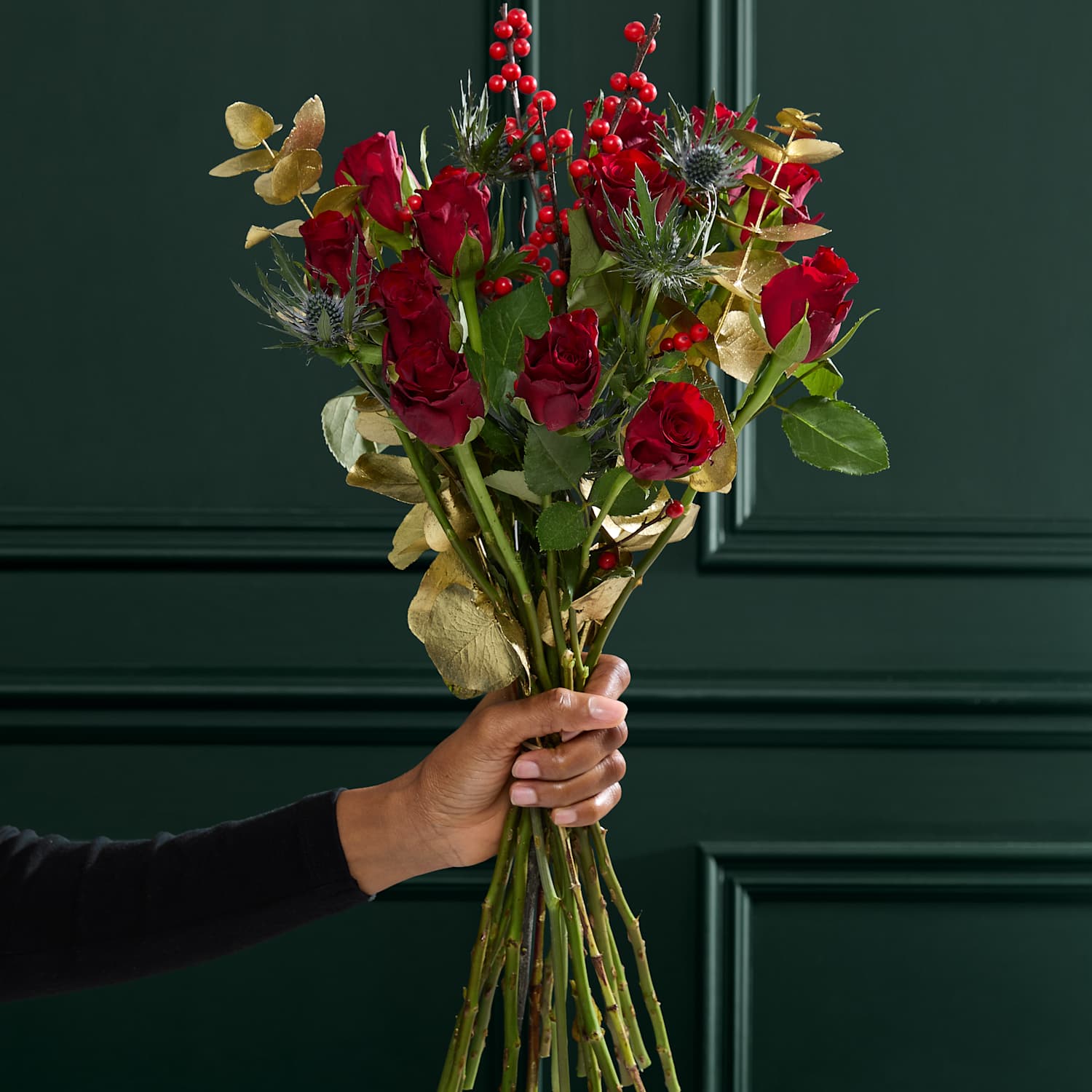 M&S Flower Market Festive Red Rose & Ilex Bouquet