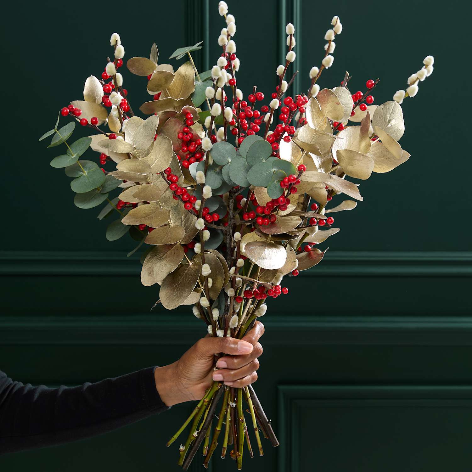 M&S Flower Market Ilex & Gold Eucalyptus Bouquet