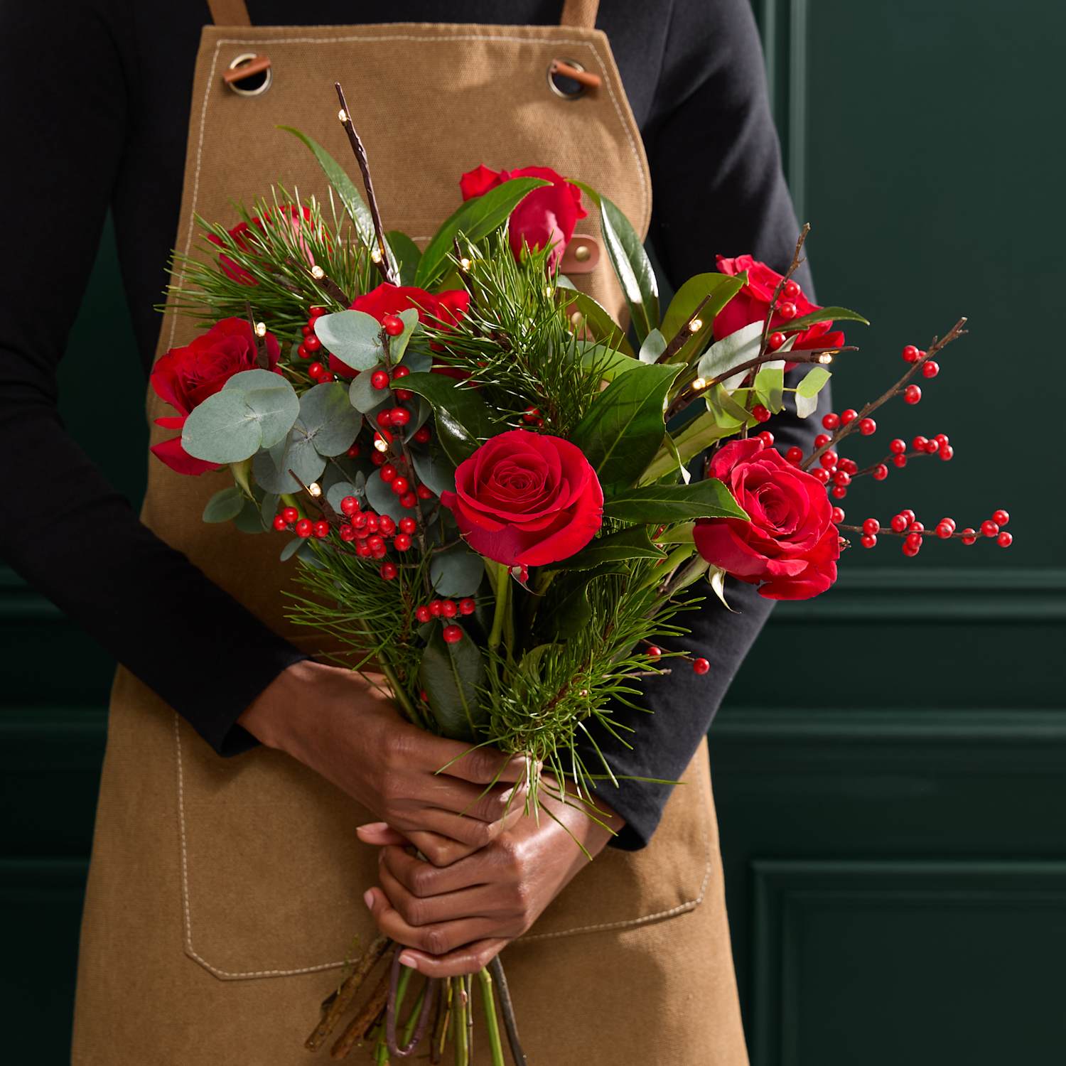 M&S Flower Market Festive Red Rose Light Up Bouquet