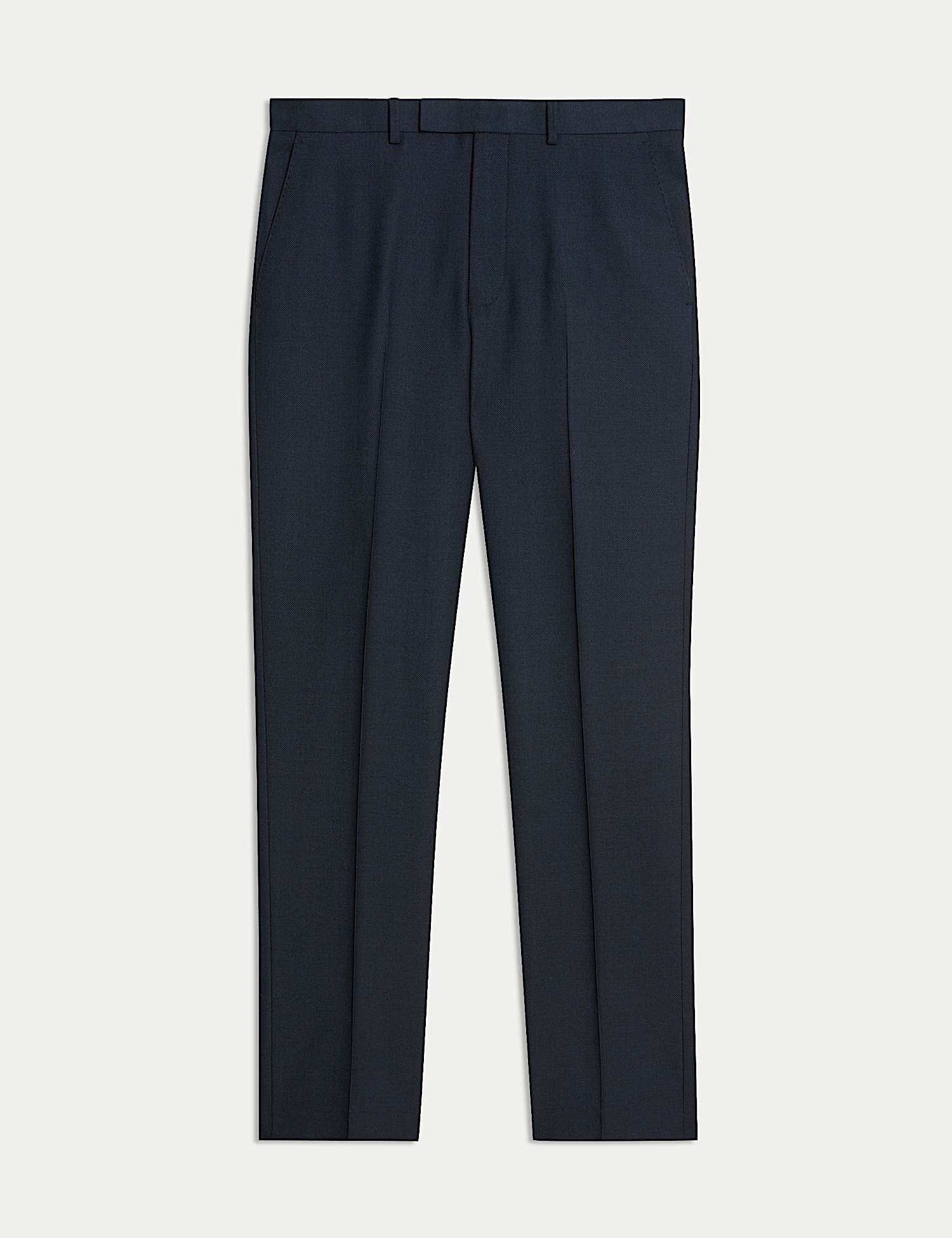 Mens M&S SARTORIAL Regular Fit Premium Pure Wool Suit Trousers, Navy