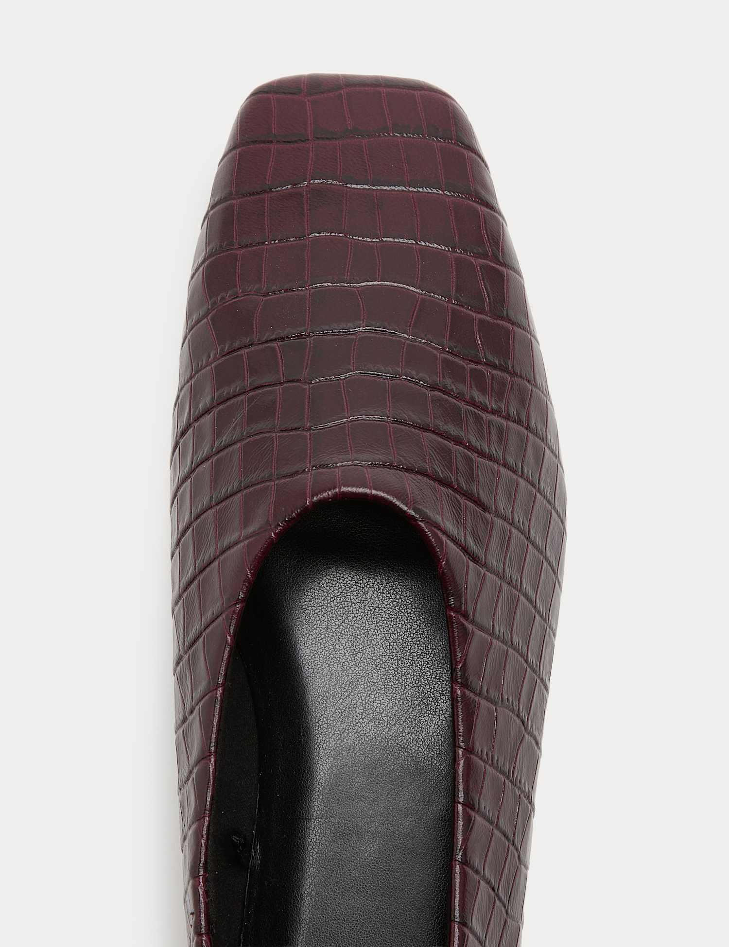 M&S Leather Croc Ballet Pumps – 6½ – Plum, Plum