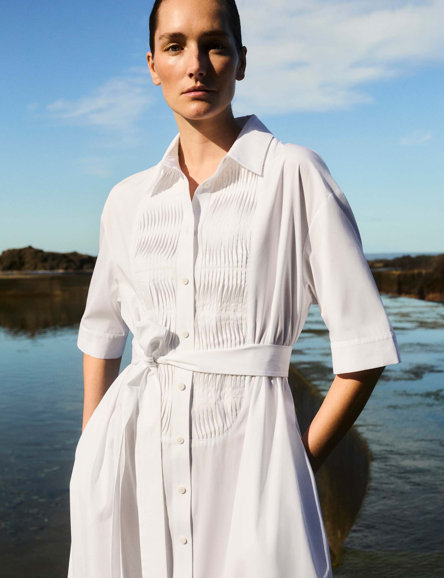Lyocell Rich Belted Midi Shirt Dress by Sportscraft at M&S