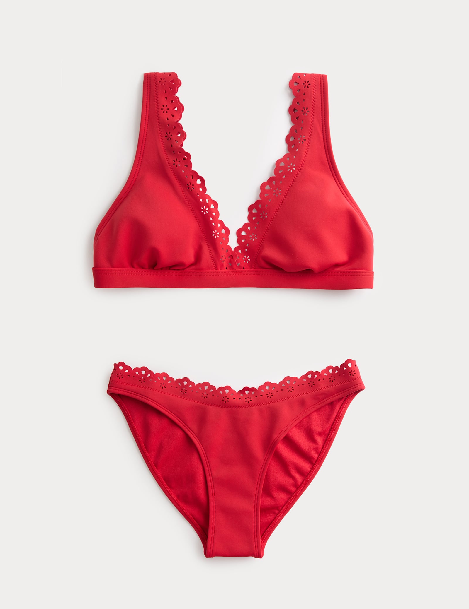 Broderie Trim Sculpt Padded Plunge Bikini Set - image 2