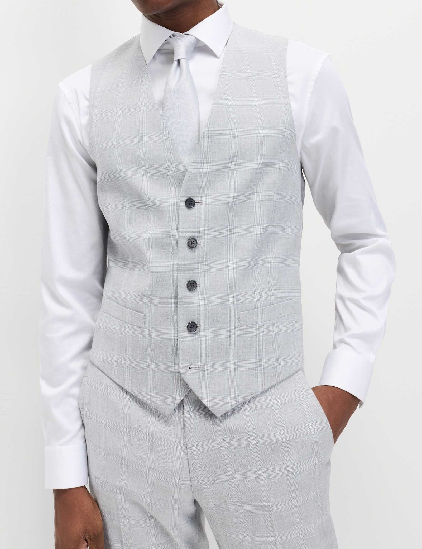 3 Piece Regular Fit Check Stretch Suit - image 3