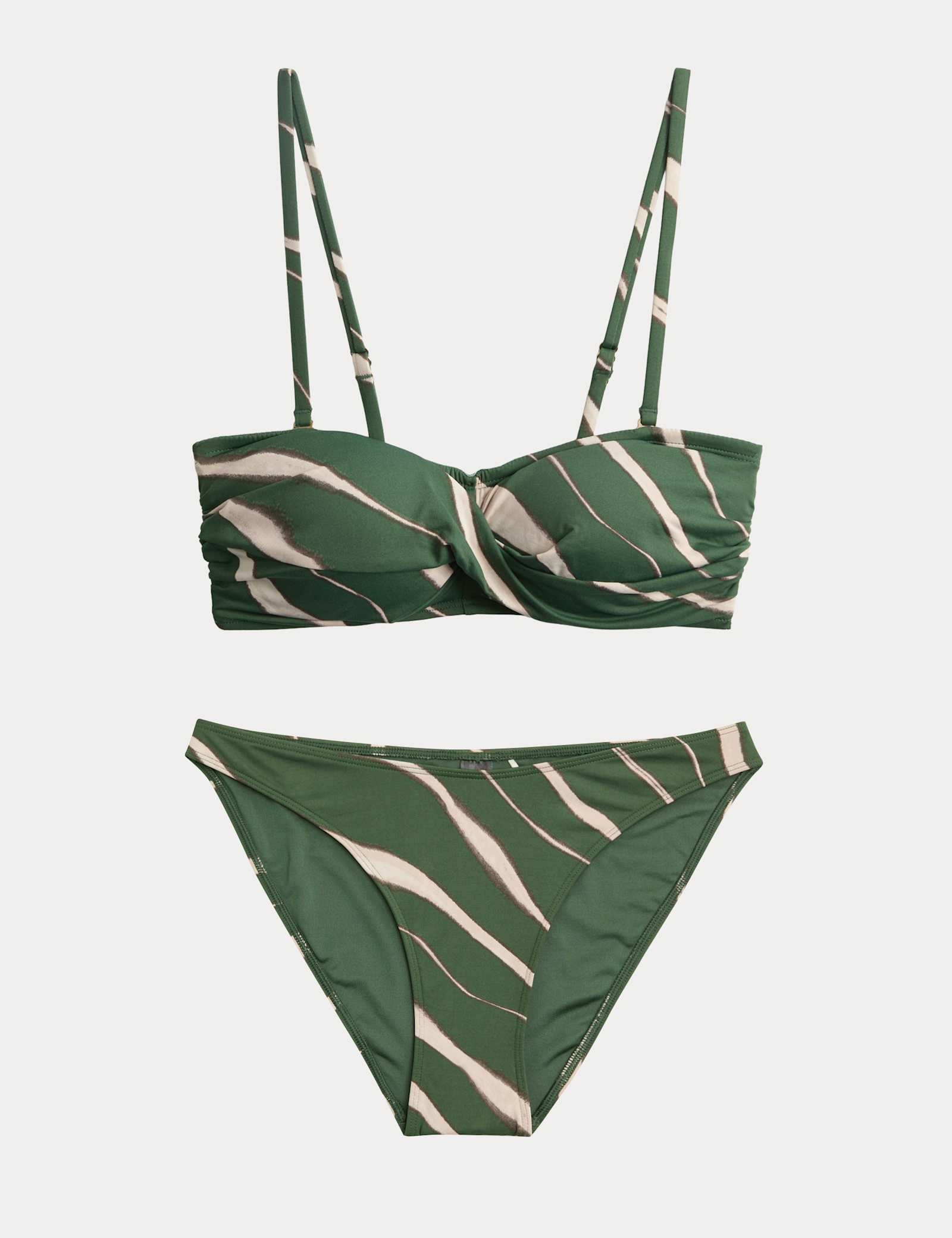Printed Padded Twist Front Bandeau Bikini Set - image 2