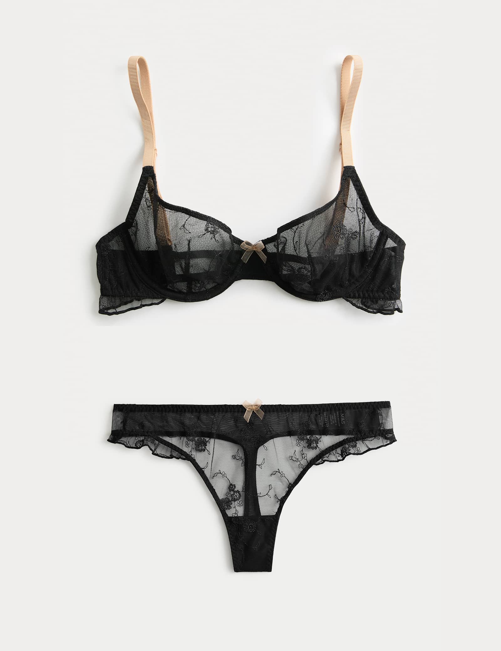 Helena Embroidery Wired Demi Cup Bra Set A-E - image 3