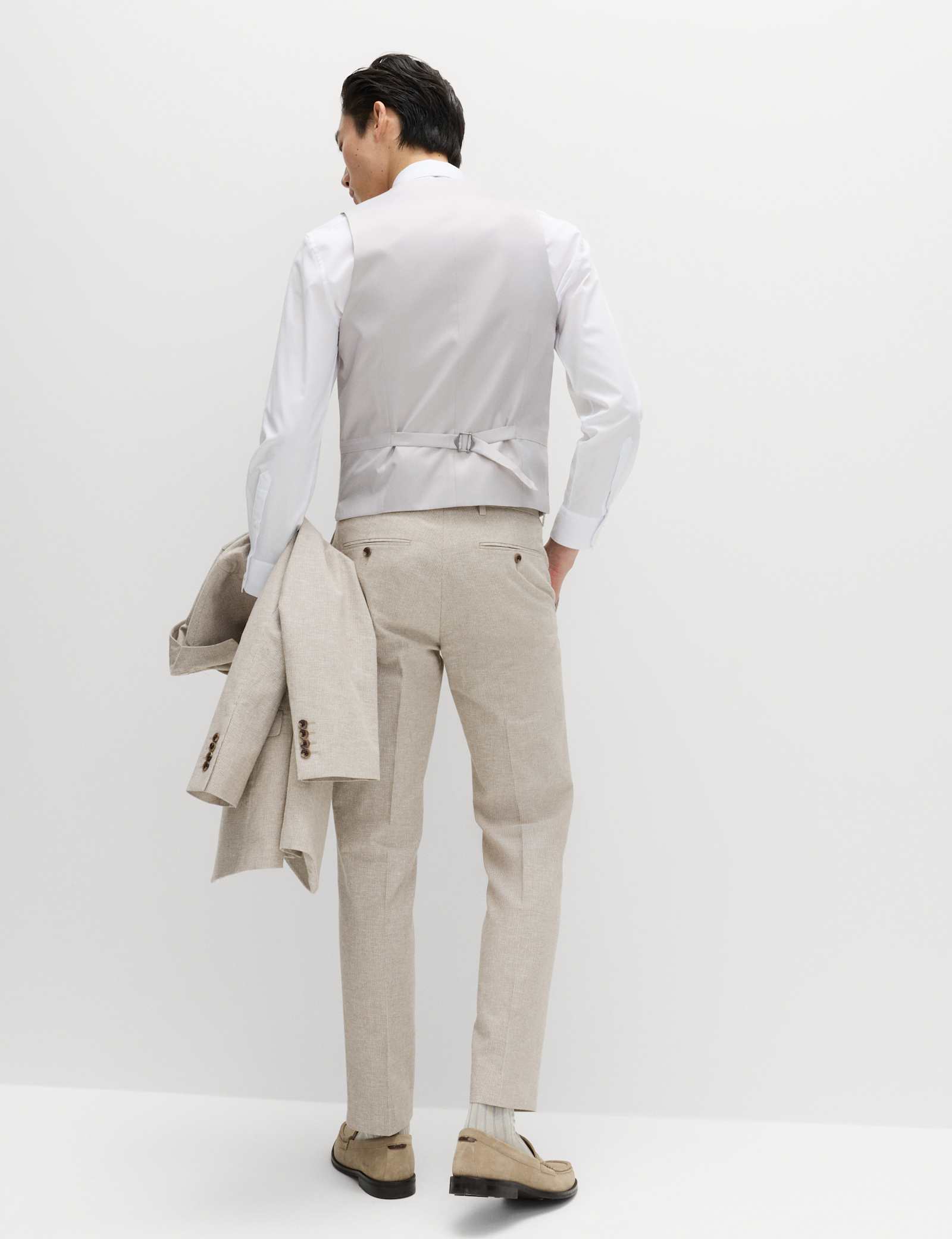 3 Piece Tailored Fit Cotton Linen Striped Suit - image 2