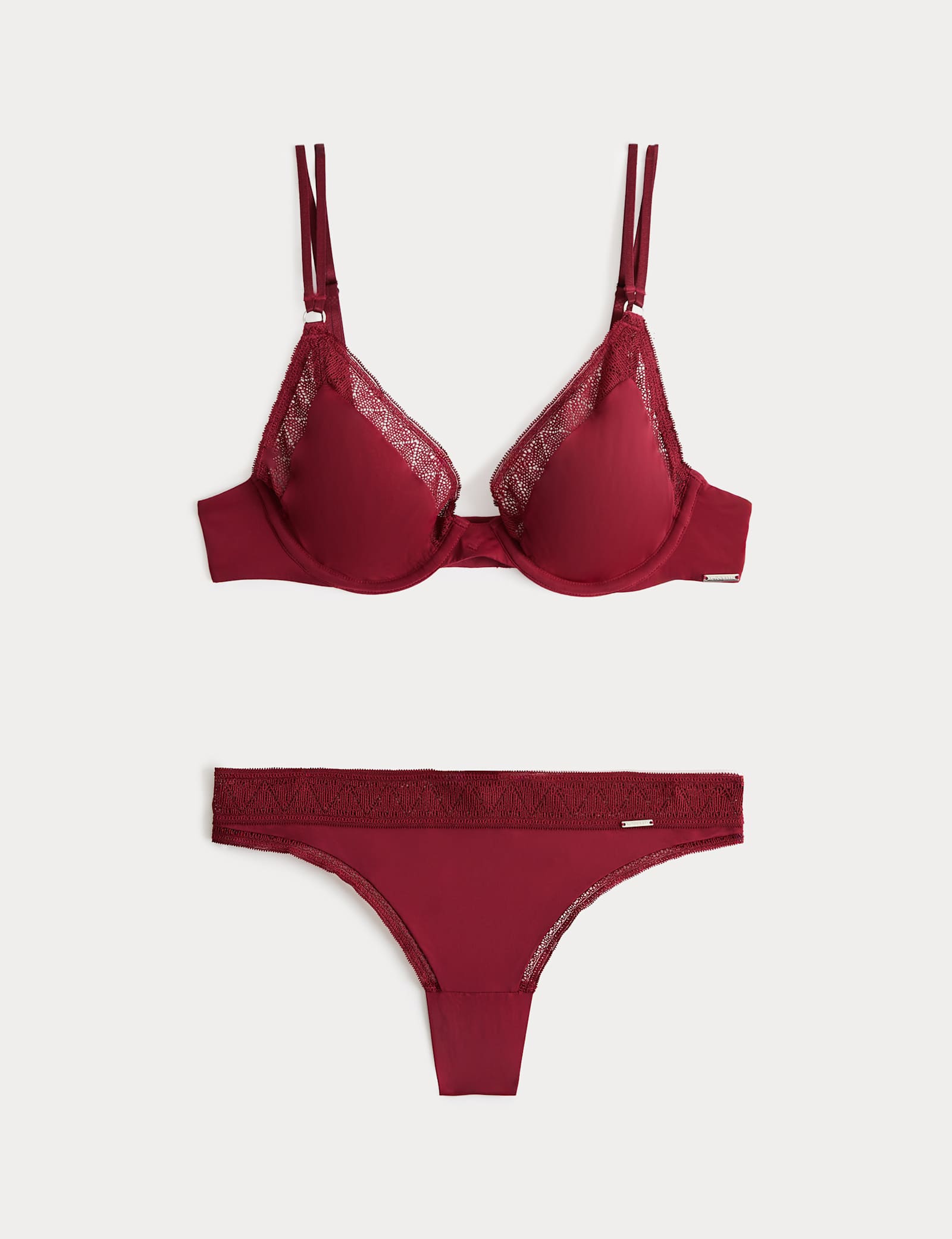 Boston Microfibre Lace Trim Wired PlungeBra Set - image 2