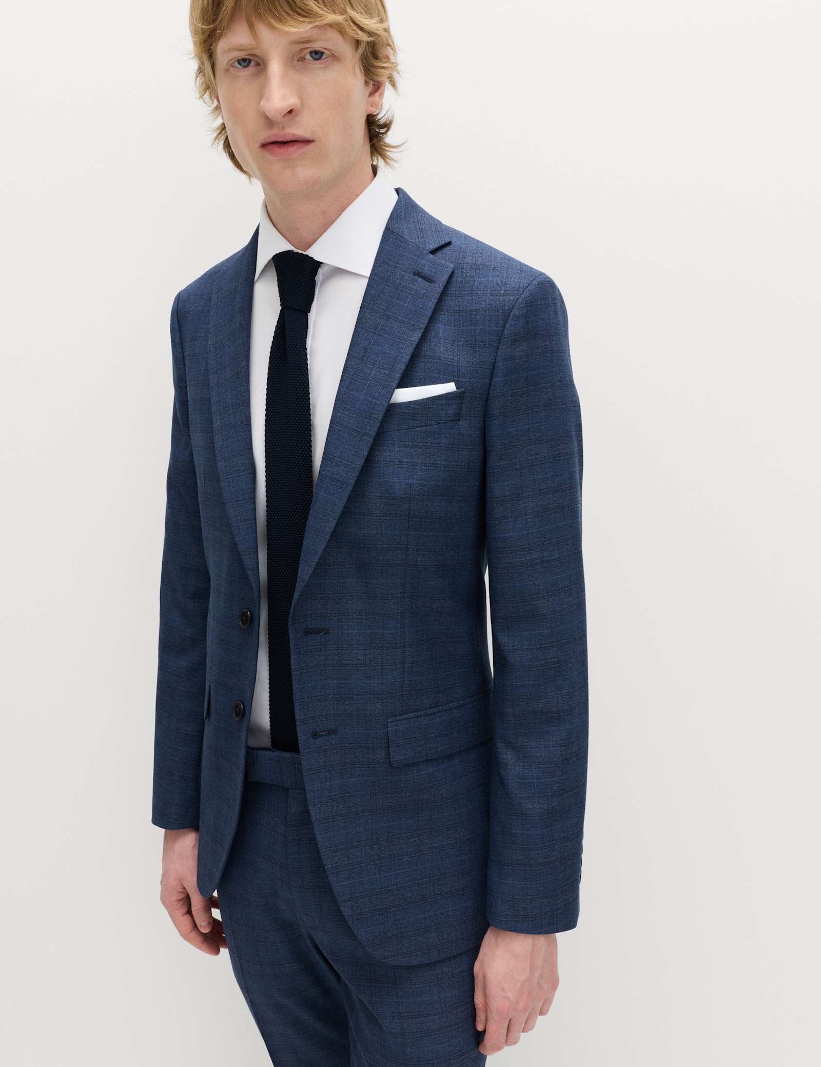 3 Piece Slim Fit Textured Check Suit - image 5