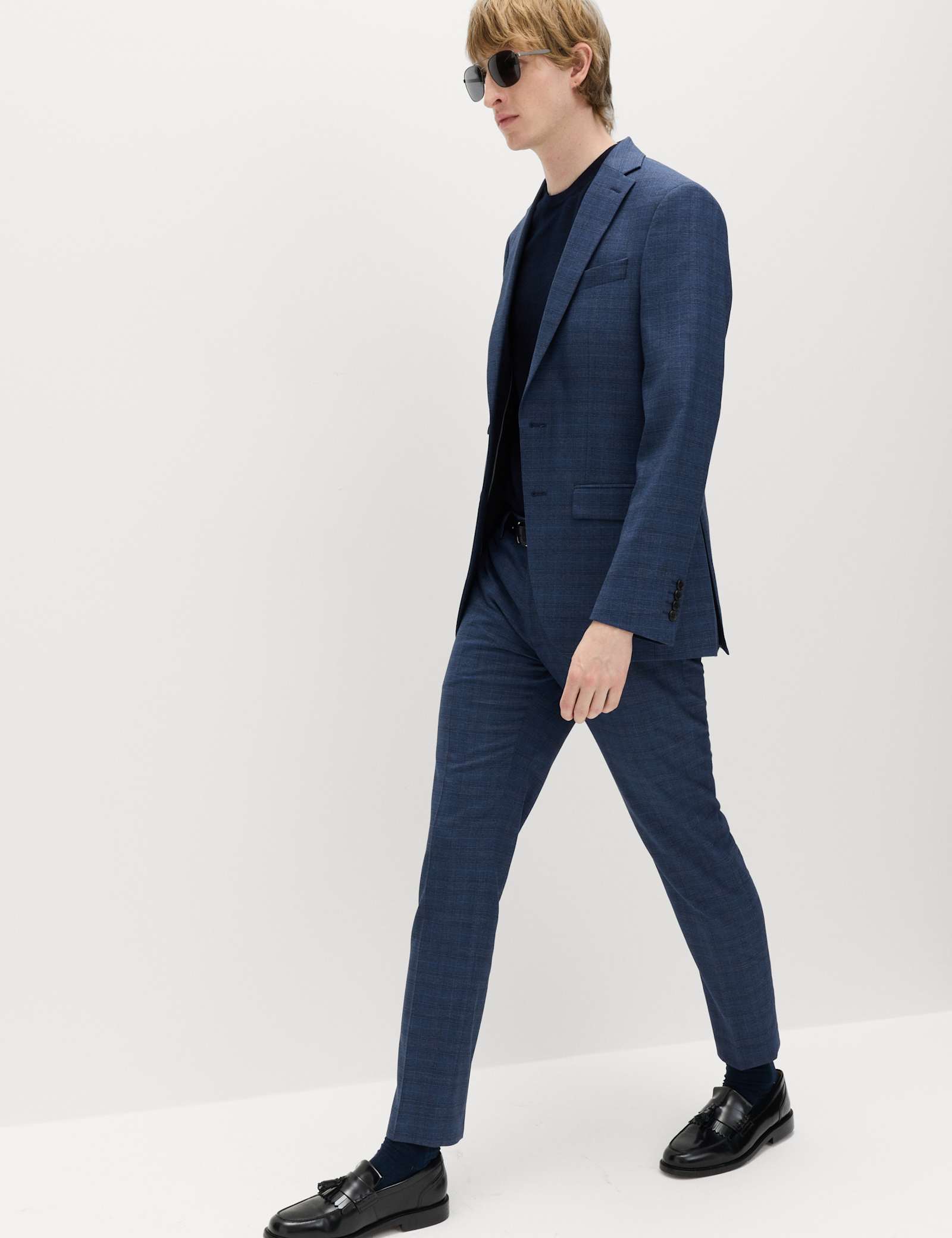 3 Piece Slim Fit Textured Check Suit - image 2