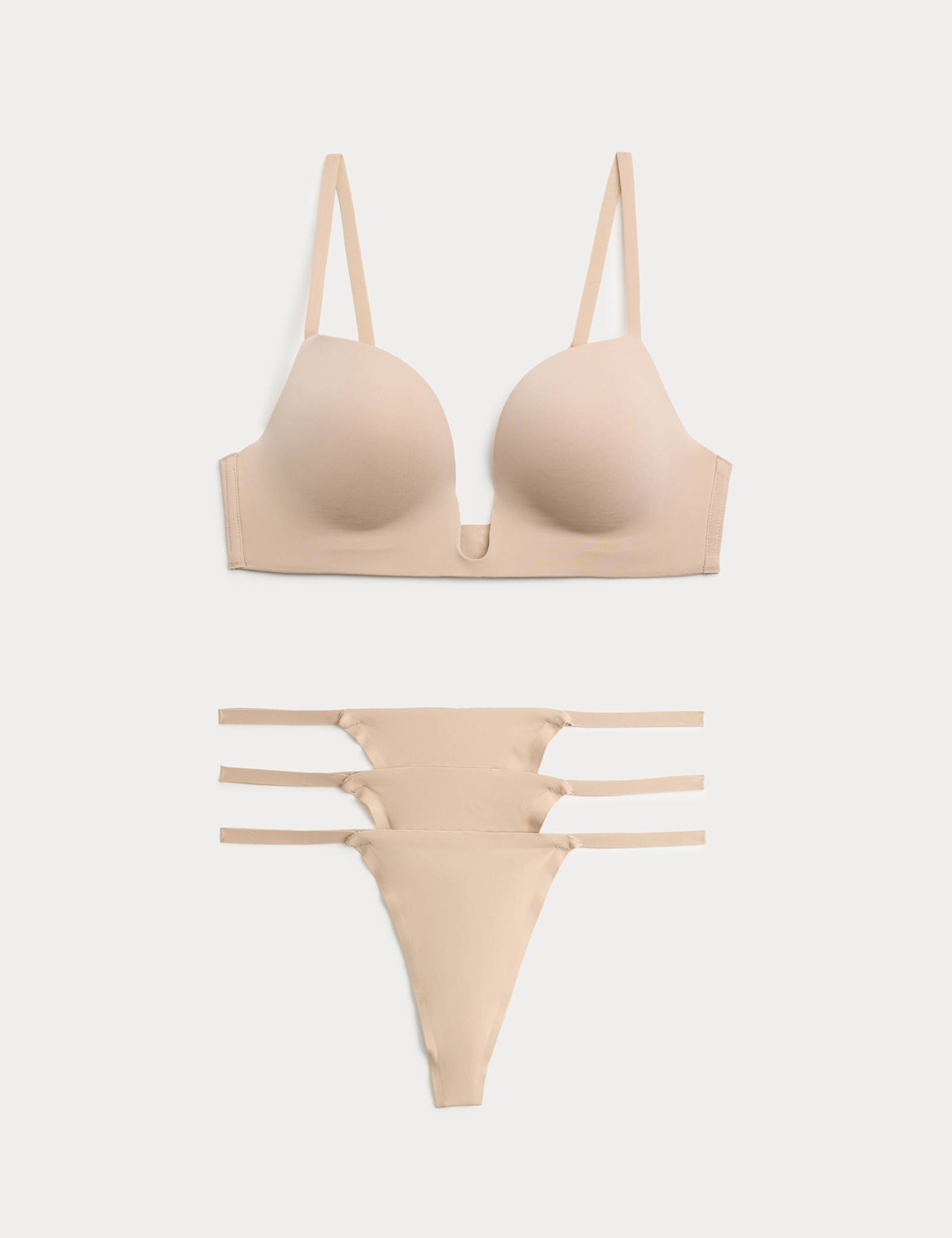 Body Invisibles Wired Push Up Plunge Bra Set A-E - image 2
