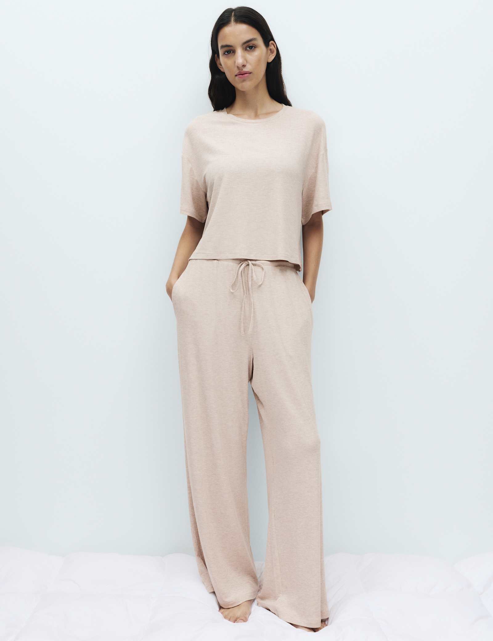 Modal Rich Ribbed Pyjama Top Set - image 3