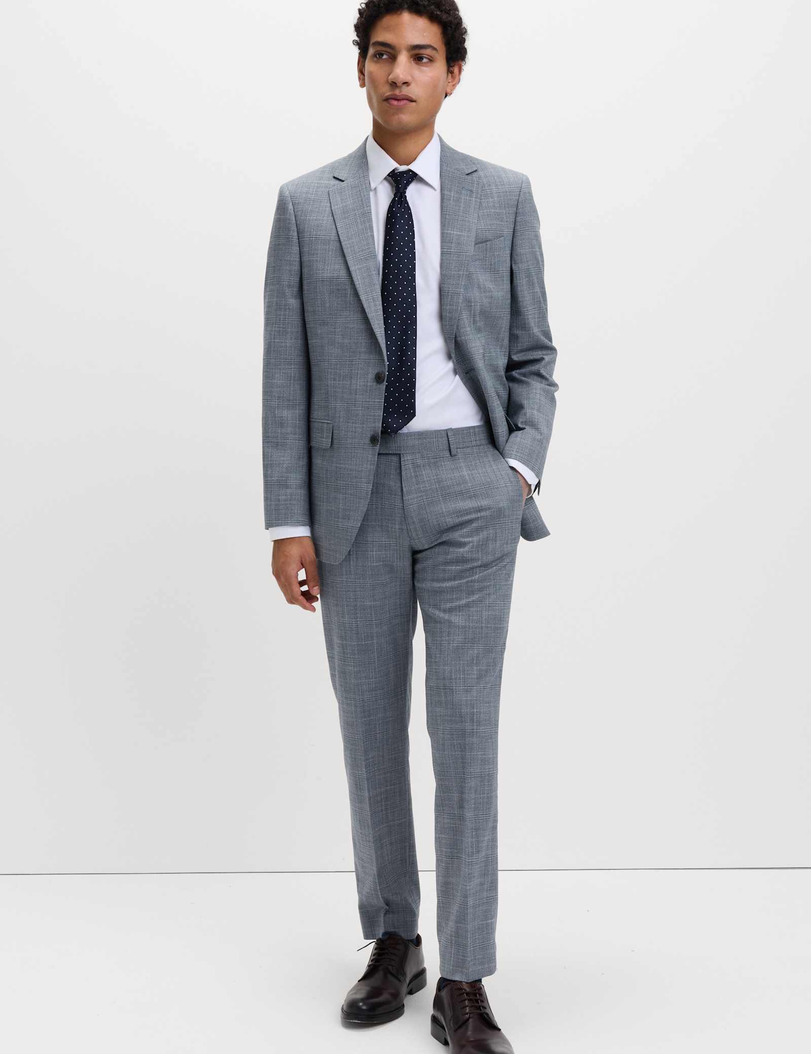 2 Piece Tailored Fit Check Stretch Suit - image 2