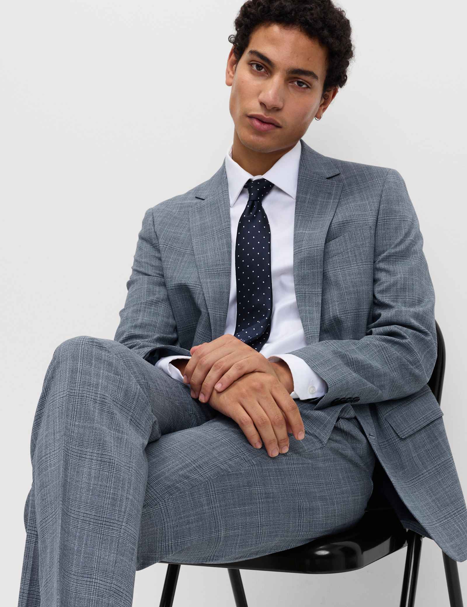 2 Piece Tailored Fit Check Stretch Suit - image 4