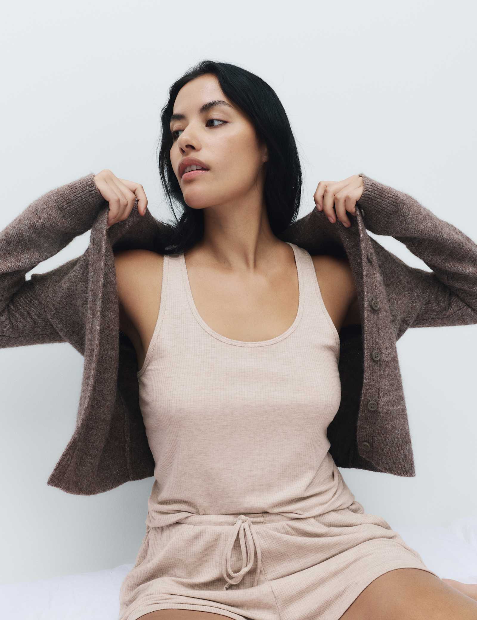 Modal Rich Ribbed Cami Pyjama Top Set - image 3
