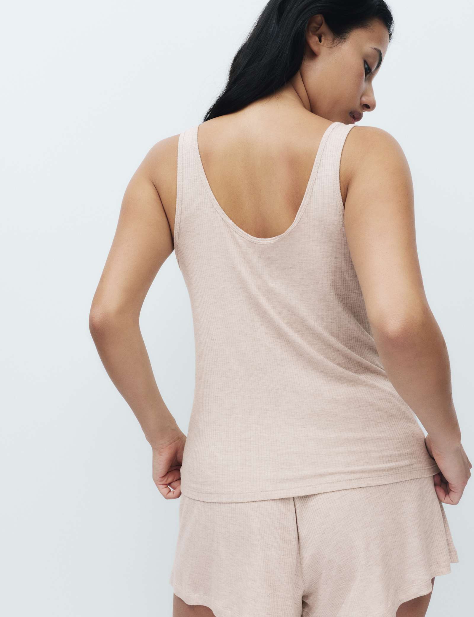 Modal Rich Ribbed Cami Pyjama Top Set - image 4