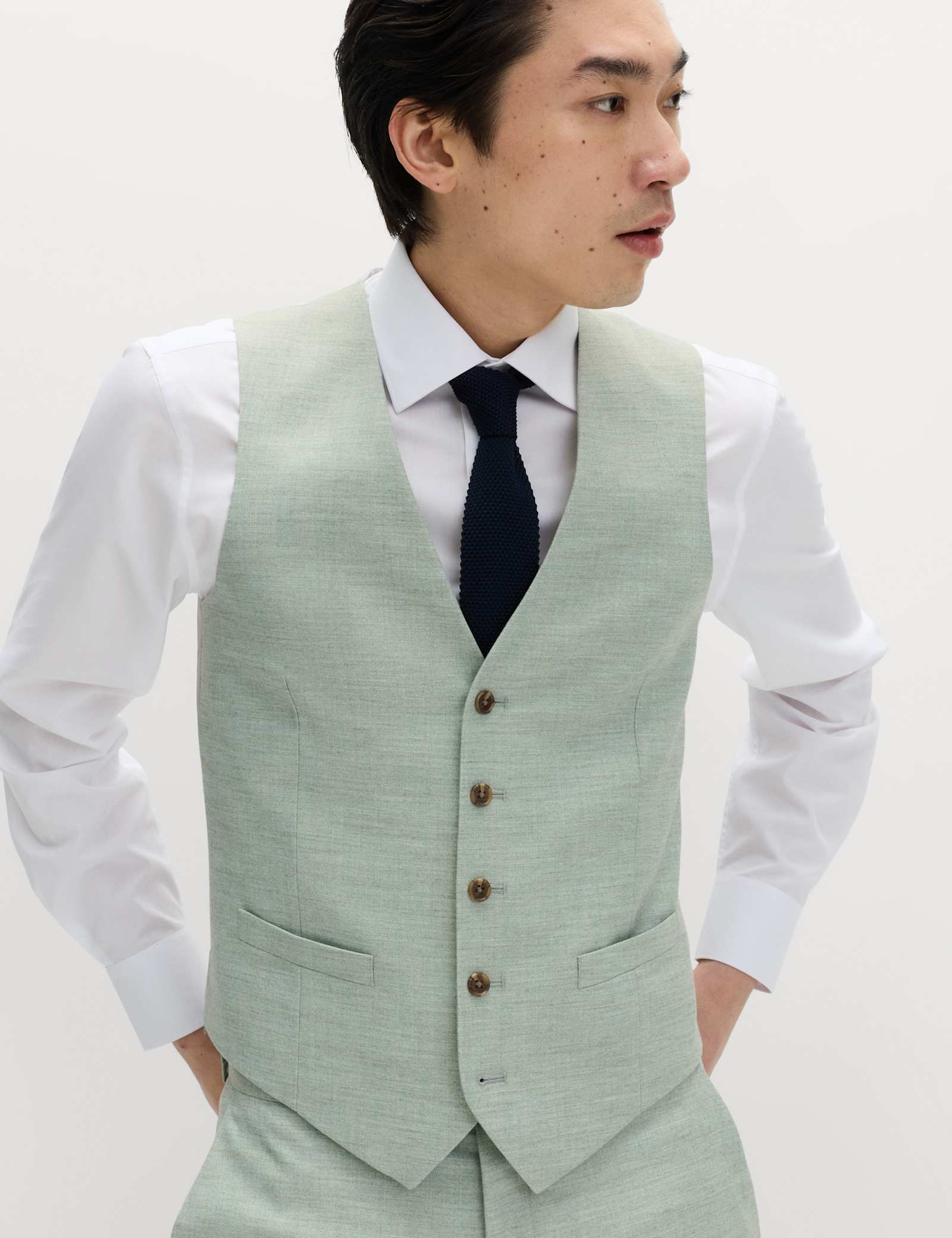 3 Piece Slim Fit Textured Stretch Suit - image 3