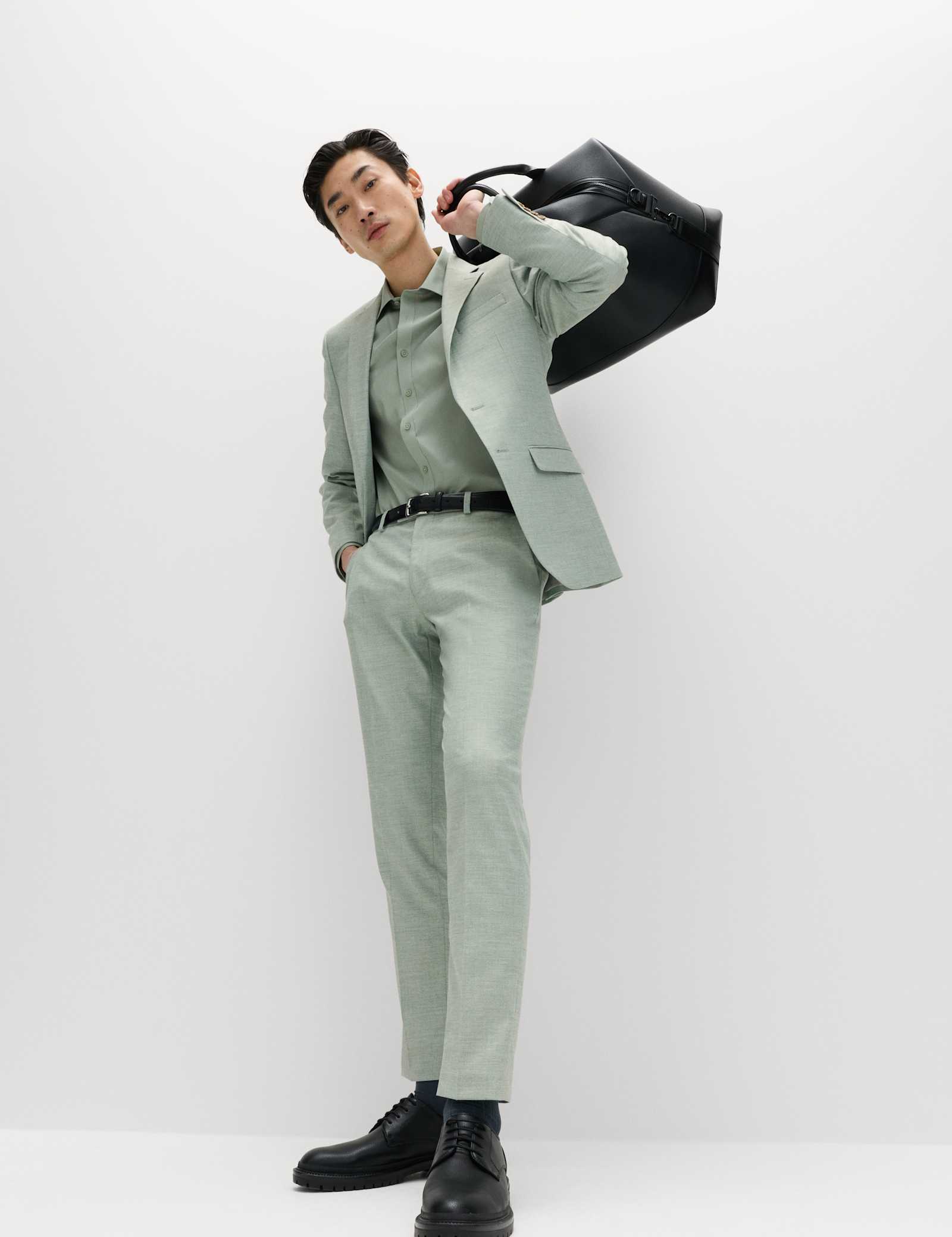 3 Piece Slim Fit Textured Stretch Suit - image 5